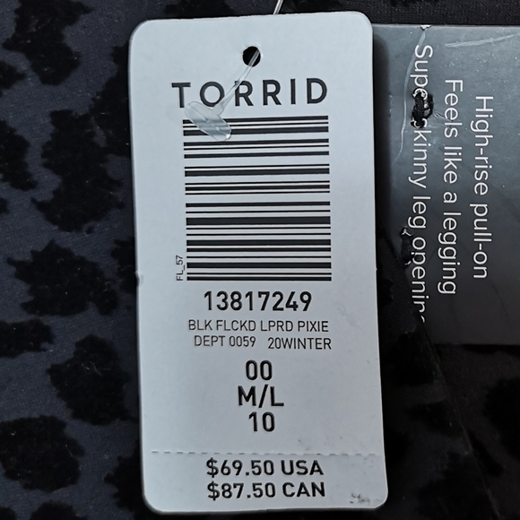 NWT Torrid leopard pixie black slim fix Pants  Sz 10 M/L  or 1x - Picture 12 of 16